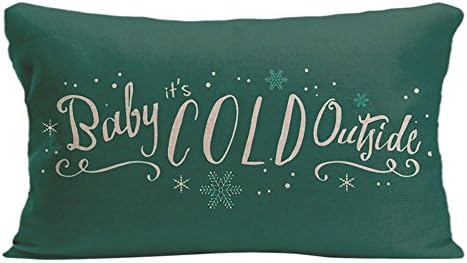 LDJ Cotton Linen Sofa Chair Seat Rectangle Throw Pillow Case Decorative Cushion Cover Pillowcase Design With Baby It'S Cold Outside Custom Pillow Cover Print One Sides Sized 12x20 Inches