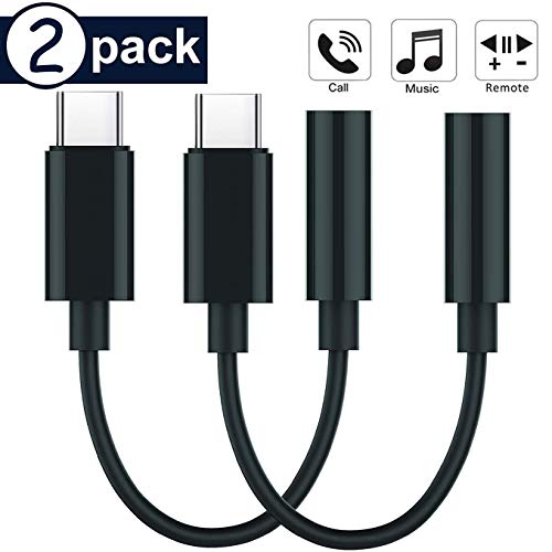 USB C to 3.5mm Aux Cable USB C to 3.5mm Headphone Adapter USB C to 3.5mm Adapter for i Pad Pro Pixel 3/3XL/Moto Z/Huawei P20/Mate 10/Mate 20 Pro, Motorola Moto Z/OnePlus 6T, Xiaomi Mi 8/Mix 2 (2 PACK)