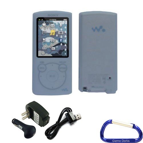 Gizmo Dorks Silicone Skin Cover (Clear) and Charger Bundle with Carabiner Key Chain for the Sony Walkman S Series (S764)