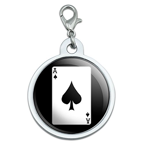 Playing Cards Ace of Spades Large Chrome Plated Metal Pet Dog Cat ID Tag