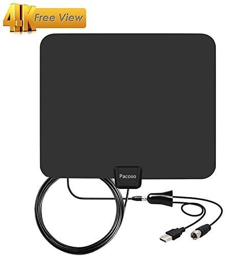 Pacoso 2018 Newest Version Digital - Amplified HD TV Antenna 75 Miles Range with Detachable Amplifier Signal Booster