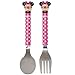 1 X Minnie Mouse Disney Polka Dot Pink & White Flatware Silverware Spoon & Fork Set Kids Toddlers