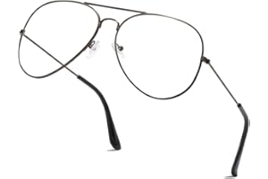 aisswzber Clear Aviator Glasses Lens Premium Classic Metal Frame Eyeglasses