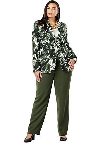 Jessica London Women's Plus Size Petite Single Breasted Pant Suit - Black, 22 W