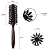 100% Natural Bristle Hair Brush with Wooden Handle - Round Comb for Hair Styling, Drying, Sculp Massage