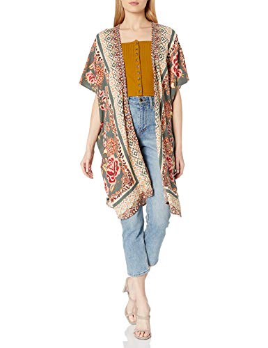 Angie Women's Paisley Kimono, Olive, Medium - Thumbnail 4
