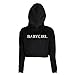 YITAN Women's Long Sleeve Crop Top Sweatshirt Hoodies with Cap Black Medium