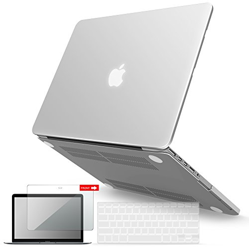 iBenzer Macbook Pro 13 Inch Case 2012-2015, Soft Touch Hard Case Shell Cover with Keyboard Cover Screen Protector for Apple MacBook Pro 13 with Retina Display A1425 1502, Clear, MMP13R-CL+2