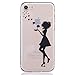 3Cworld Case for iPhone 8 Case, 7 Case, Ultra Thin Clear Art Pattern Crystal Gel TPU Rubber Flexible Slim Skin Soft Case for iPhone 7 / iPhone 8 (Dandelion/Girl - Black)