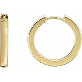 Solid 14k Yellow Gold 18mm Hinged Hoop Huggie Earrings (18mm x 2.7mm)