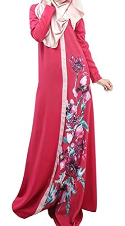 XiaoTianXin-women clothes XTX Women's Floral Apparel Jilbab Kaftan Muslim Islamic Abaya Maxi Dress