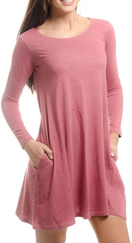 44 Colors Women Dresses On Sale Casual Plain Long Sleeve Shirt Dress with Pockets Fashion Top Clothing Girl 001-03