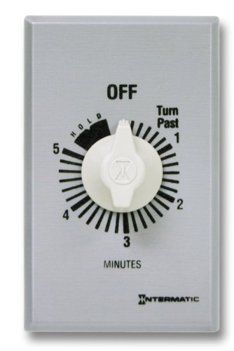 Intermatic FF5MH 5-Minute Spring Loaded Wall Timer with Hold, Brushed Metal Finish