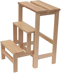 Escalera Taburete retráctil de haya artesanal del cerrajero escalera 3