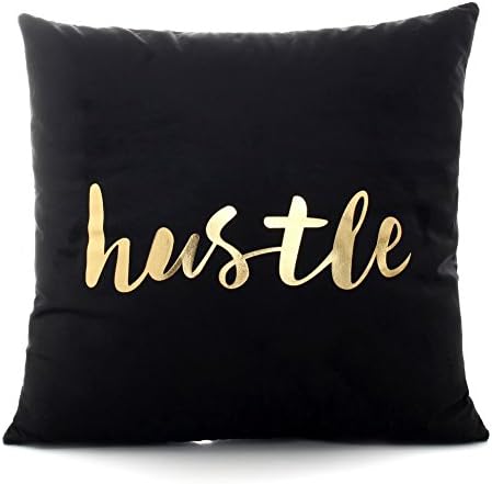 Olibay Cotton Linen Black Printing Letter Throw Pillow Case Sofa Cushion Cover Home Decor 18x18inch