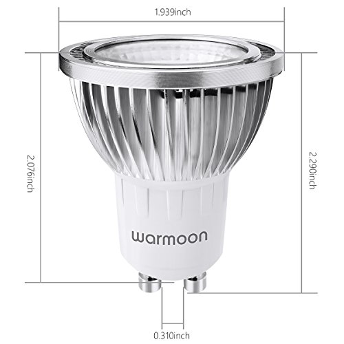 Warmoon GU10 COB Bulbs, 5W Daylight White, 6500K, 500lm, 60° Beam Angle