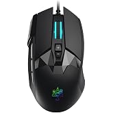 MOJO Pro Performance Silent Gaming Mouse - Wired Mouse with 9 Programmable Buttons Including Sniper Key, 12000 DPI, 1000 Hz, Force Adjustable, Custom Profiles