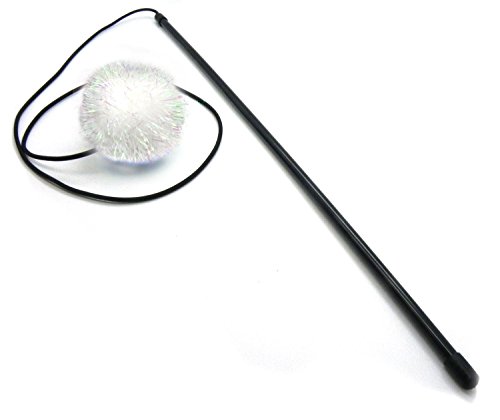 Tuff Kitty Puff Sparkle Ball Cat Wand (White)