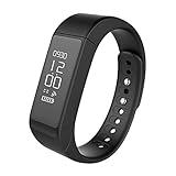 Juboury Wireless Activity Fitness Tracker Smart Band Bluetooth Pedometer Sports Bracelet with Sleep Monitor Calories Consumption (Drak-black)