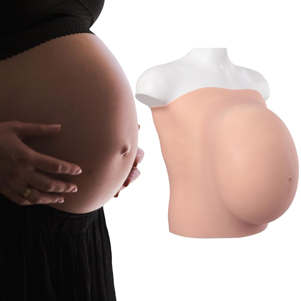 Photo 1 of gskinart Fake Pregnant Belly 6,9month Artificial Silicone Pregnant Belly for Faking Pregnancy Film Props Cosplay Costumes (color1, 9 months)