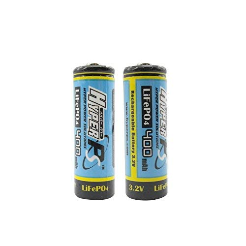 (2-Pack) HyperPS 3.2V LiFePo4 14430 (14 x 43mm) 400mAh Rechargeable Battery for Solar Panel Light, Tooth Brush, Shaver, Flashlight