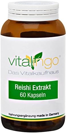 Reishi Extract Capsules Vegan and High Dose 350 mg Ganoderna Lucidum Extract with At Least70 mg Polysaccharides, 60 Capsules 450 mg, Capsule Shell Made from Methyl Cellulose (Vegicaps for Vegetarians)