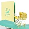 Carte Naissance Pop up 3D Berceau Bleu avec Bébé, pour Annoncer ou Naissance ou un Baptême de Garçon. être Faire Part…