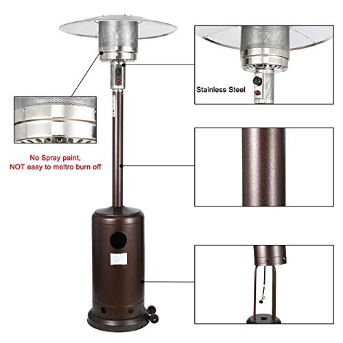 Efanhouy Outdoor Propane Patio Heater with Wheels and Round Top