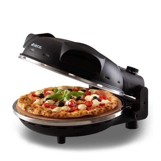 Ariete 917 Pizza en 4 minutes, Four à pizza 1200 W, pierre réfractaire avec traitement antiadhésif, température max 400°C, 5 niveaux de cuisson Noir, 4.65 x 5.27 x 2.95 cm