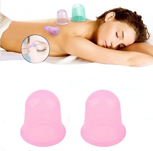 Anti Vacuum Cellulite Cup Silicone Cup Set Cupping Therapy for Cellulite Body Massage Suction Cups Therapy LEVENUSTAR（2 Soft Pink）