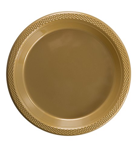 Exquisite 9 Inch. Gold plastic plates - Solid Color Disposable Plates - 100 Count