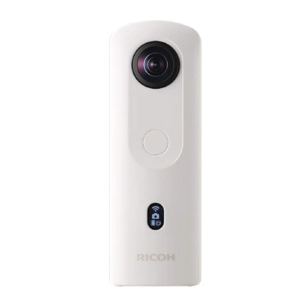Ricoh Theta SC2 Cámara blanca de 360° Video 4K con estabilización de imagen Alta calidad de imagen Transferencia de datos de alta velocidad Hermosa vista nocturna Disparo con bajo ruido Delgada y liviana para iPhone, Android