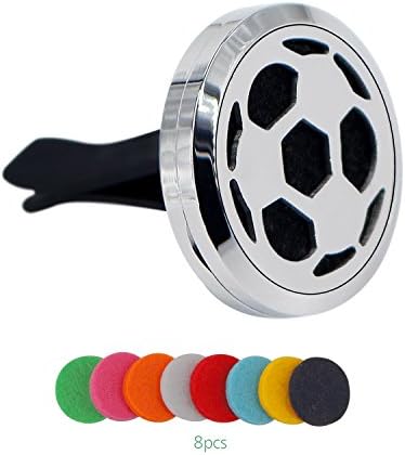 Car Aromatherapy Essential Oil Diffuser Vent Clip Stainless Steel Locket(football)