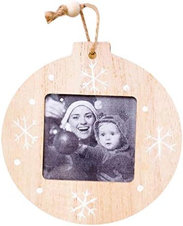 Waroomss Innovative Christmas Decorations Wooden DIY Photo Frame Pendant Christmas Ornaments, Our Home Decoration, Christmas Tree Decorations