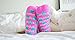 Pudus Heart Pink Cozy Winter Slipper Socks for Women and Men with Non-Slip Grippers and Faux Fur Sherpa Fleece - Adult Regular Fuzzy Socks
