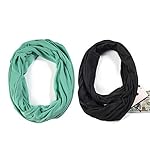 Niaiwei Women's Zipper Pocket Scarf Solid Color Stretcy Travel Scarves Niaiwei Women's Zipper Pocket Scarf Solid Color Stretcy Travel Scarves