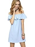 ROMWE Women's Off Shoulder Ruffles Mini Dress