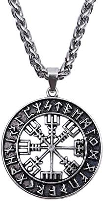 Vegvisir Rune Pendant Viking Necklace Norse Odin Symbol Rune Amulet Compass Pendant Necklace Magical Antique Jewelry
