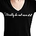 FV RELAY Women's Fitted Han.Gry Print Crew Neck Short Sleeve Tee Shirt Top Gray (S, Black-V)