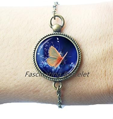 Fashion Bracelet,Butterfly Bracelet, Blue Butterfly Bracelet, Watercolor Painting of Butterfly Photocopy Bracelet, Gifts For Her, Fashion Style Bracelet,AE0061