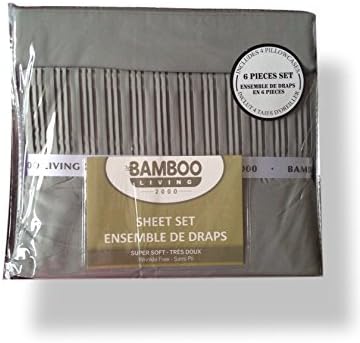 sazana Bamboo Bed Sheet 6 Piece Set, Queen (Gray)