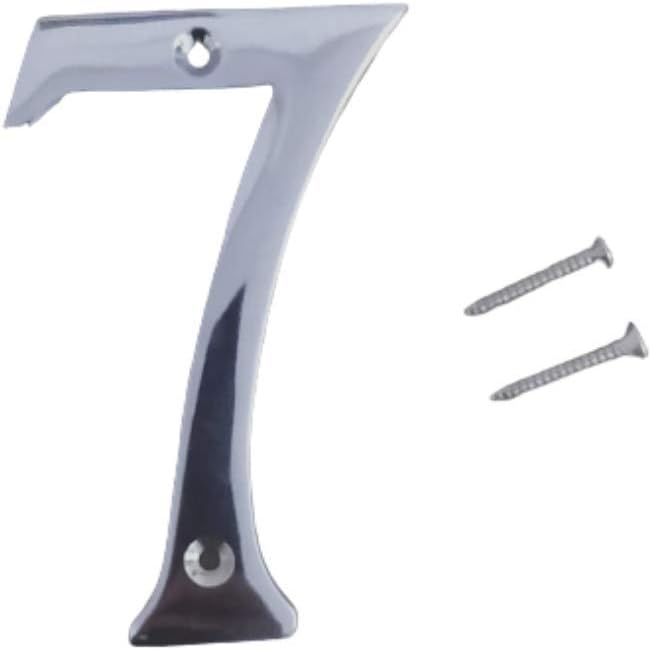 WIGANO 4"Hotel House Door Numbers Genuine Brass Made Silver (Number 7)