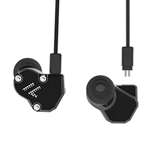 RevoNext QT2 着脱式イヤホン 2PIN 3.5MM カナル型 2DD+1BA ハイブリッド イヤホン カナル型 高音質 高遮音性 重低音 中華イヤホン アルミ合金製 イヤフォン 1基バランスド・アーマチュア＆2基ダイナミックを搭載 (ブラック)