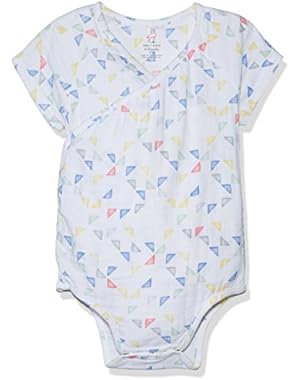 Baby Boys Short Sleeve Kimono Body Suit, small triangles, 6-9M