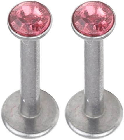 FB 16G 8mm Surgical Steel Nternally Threaded Labret Lip Rings Nose Studs Piercing CZ Gem Body Jewelry Piercing