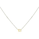 Konpicca Gold Number Necklace for Women 18K Gold Plated Small Cute Pendant with Box Chain Choker Necklace Personalized Jewelry Birthday Gift for Her