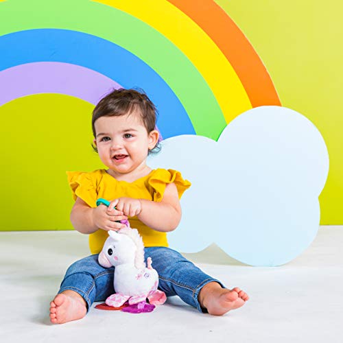 Bright Starts Unicorn Sparkle & Shine Plush Take-Along Stroller or Carrier Toy, Ages 0 Month+, Pink