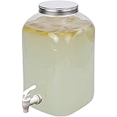 Lily's Home Plastic Beverage Dispenser with Spigot - 2 Gallon Drink Holder for Water, Juice, Tea - Ideal for Parties, Lemonad