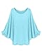 ZANZEA Women's Batwing Long Sleeve Oversized Sweater Plain Jumper Blouse Tops (10, Blue)
