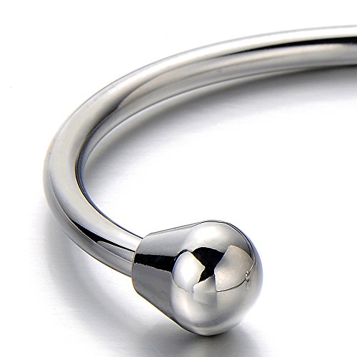 Adjustable Elastic, Men's Women's Bracelet, Stainless Steel, Silver Colour, Polished Mirror
